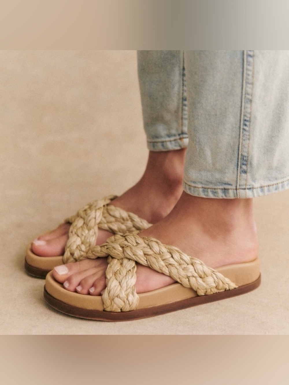 NWT Sezane - Low Eden Mule, Raffia textile, size 6.5